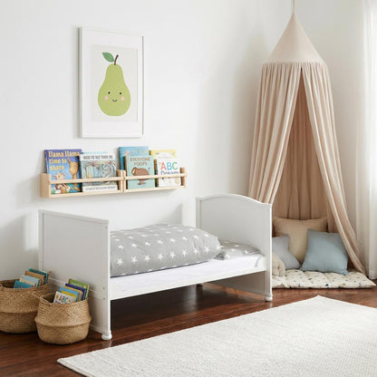 Babybett Set Little Stars 70 x 140 cm mitwachsend umbaubar mit kompletter Textilien Sterne Design höhenverstellbar Holz weiß