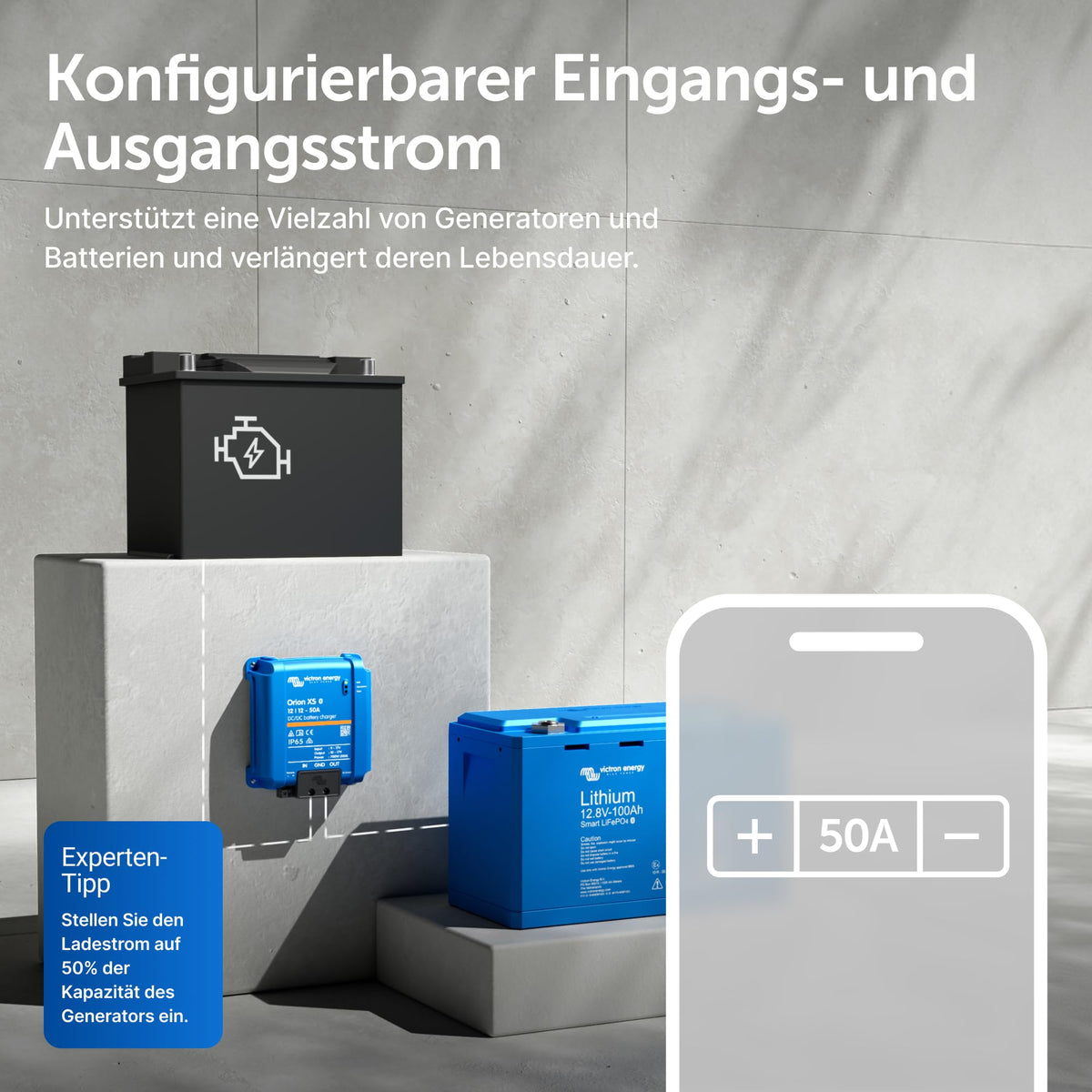 Orion XS Smart DC to DC Ladegerät 12V/12V 50A 700W mit erweitertem Batterieschutz für 12V Batterien