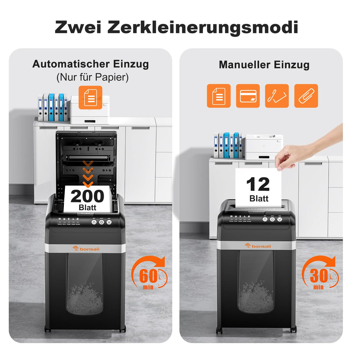 Aktenvernichter AutoFeed 200 Blatt P4 Mikroschnitt 60 Min 31L herausziehbarer Behälter leise 58 dB C283