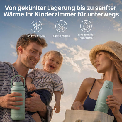 Babyflaschenwärmer & Muttermilchkühler, MW05 500ml tragbar, großer Akku, CM01 650ml 360° 24H Kühlung TÜV CE