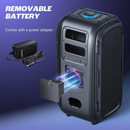 270W Peak Bluetooth Partybox Lautsprecher 125dB 12 Bässe 2x16,5cm Woofer Super Bass Mic Gitarre USB AUX Akku