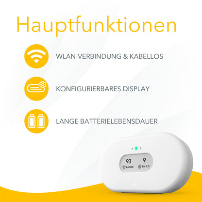 View Plus 2960 intelligenter Radonluftqualitätsmesser Feinstaub CO2 VOC Luftfeuchtigkeit Temperatur