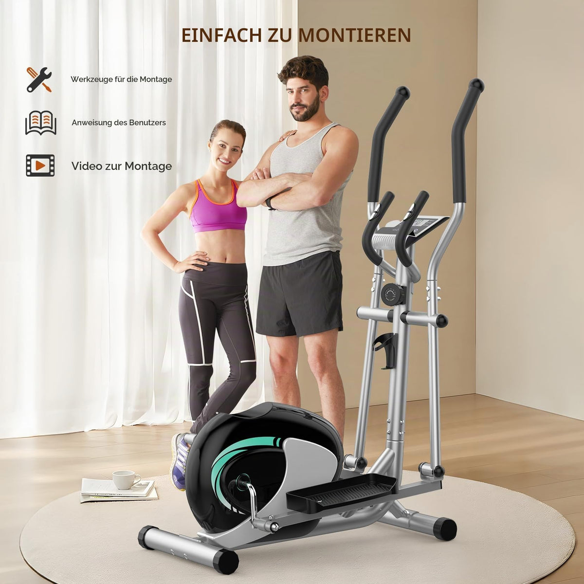 Leiser magnetischer Crosstrainer für Zuhause mit 16 Widerstandsstufen 6kg Schwungrad LCD Pulsmessung