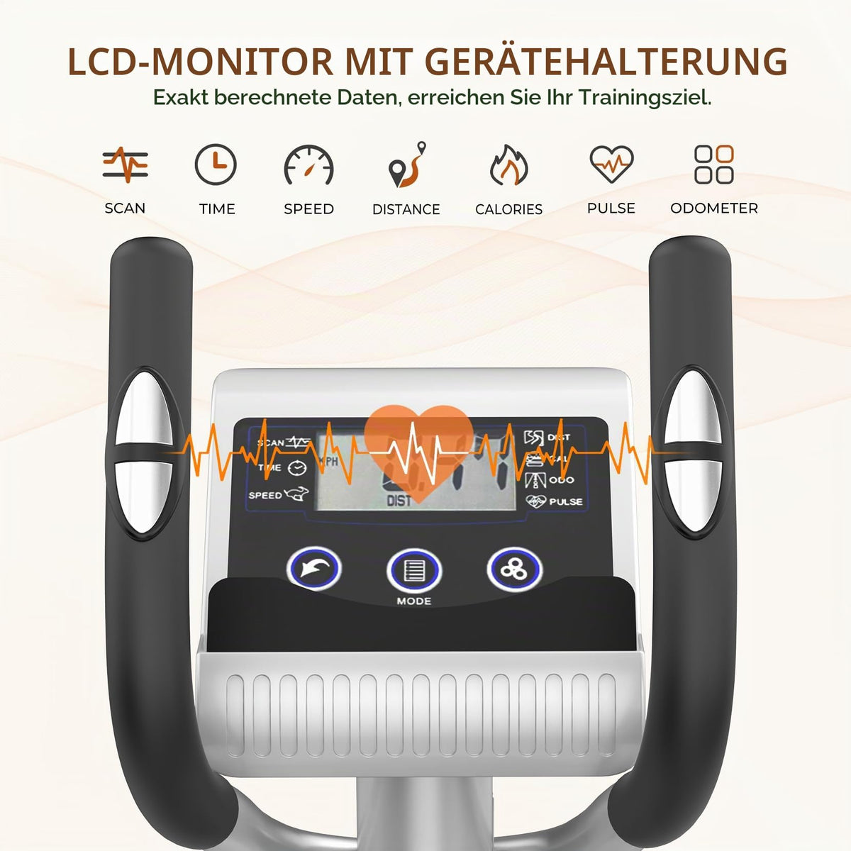 Leiser magnetischer Crosstrainer für Zuhause mit 16 Widerstandsstufen 6kg Schwungrad LCD Pulsmessung