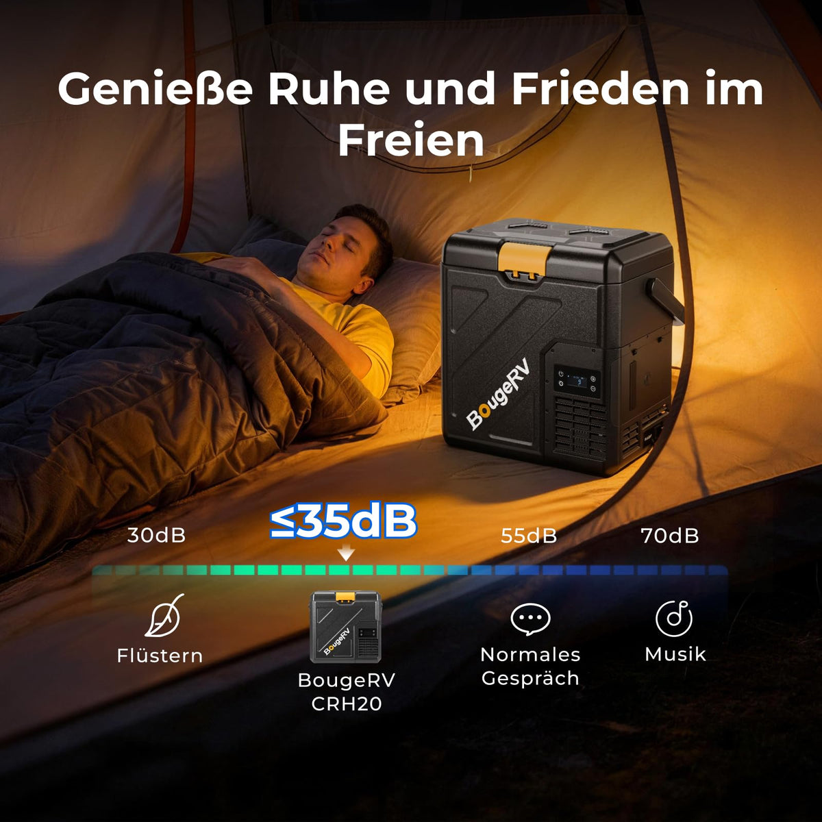 Kompressorkühlbox CRH20 20L, Akku 240Wh, -20°C bis 20°C, App-Steuerung IPX4, 12V/24V/230V, Camping Reisen 2026