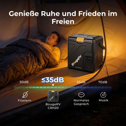 Kompressorkühlbox CRH20 20L, Akku 240Wh, -20°C bis 20°C, App-Steuerung IPX4, 12V/24V/230V, Camping Reisen 2026