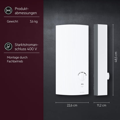 Durchlauferhitzer DDLE Basis 18/21/24 kW umschaltbar stufenlose Temperaturwahl 400V VDE Energieklasse A 222390