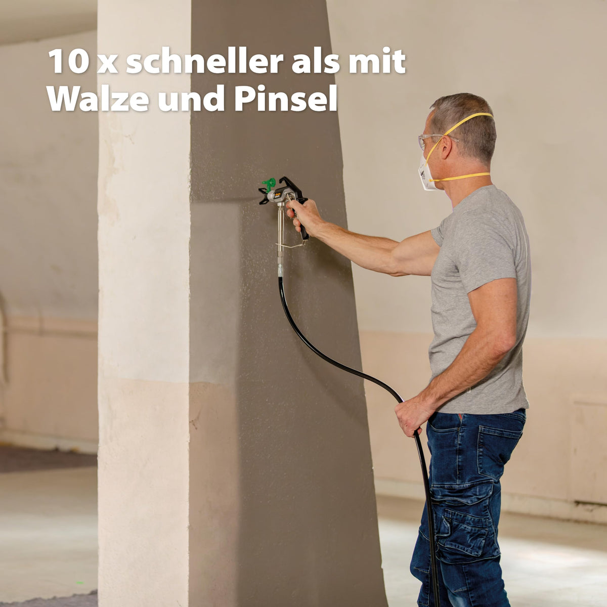 Airless Sprühsystem Control Pro 350 R Wandfarbe Latex Lack Lasur 15m² in 2min 110bar Druckregler Schlauch 15m
