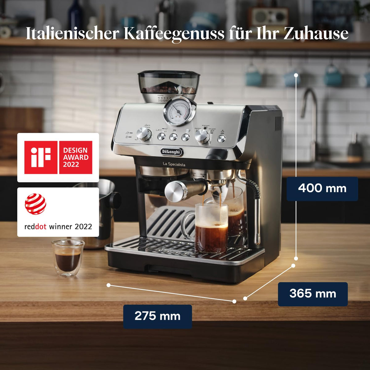 Siebträgermaschine La Specialista Arte EC9155.MB 8 Mahlgrade 15 Bar 3 Temperaturen Milchschaumdüse Barista Kit