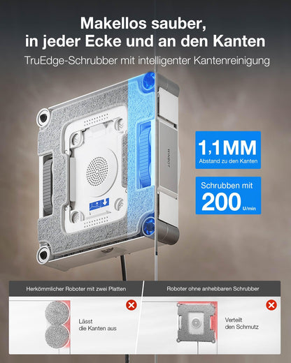 Fensterputzroboter WINBOT W3 OMNI Multifunktionsstation Wischpadreinigung Randreinigung 3 Düsen App Steuerung