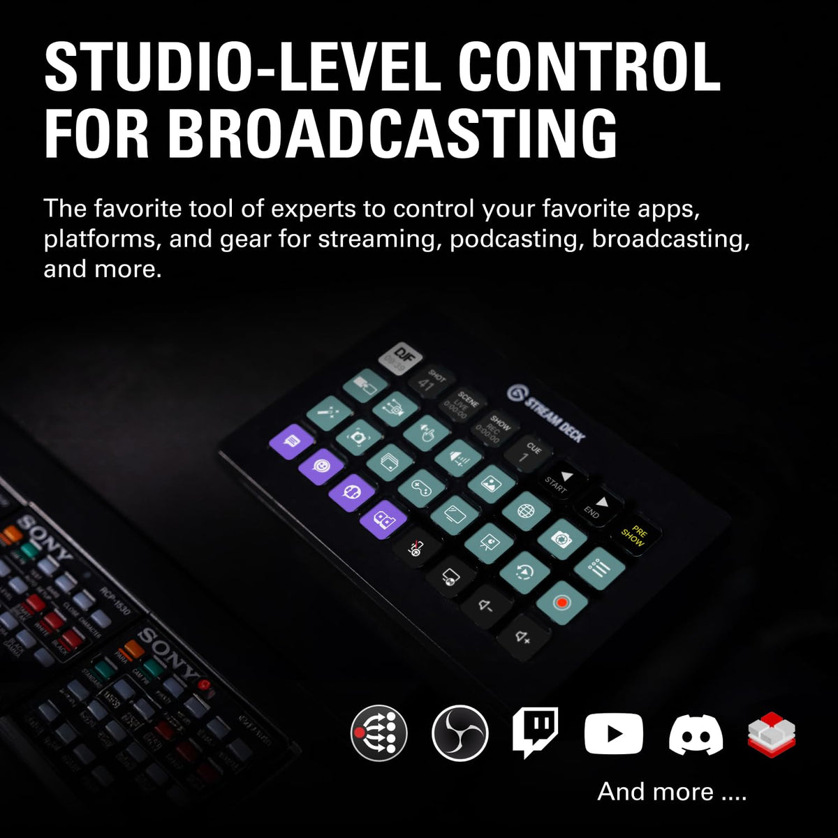 Stream Deck XL, Studio Controller, 32 Tasten, unbegrenzte Aktionen, Integrationen, visuelles Feedback, Mac/PC
