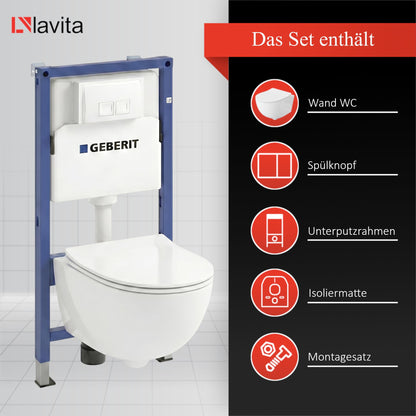 Duofix Basic Vorwand WC Dalia Weiß Spülrandlos Tornado Spülsystem Sitz Absenkautomatik Bedienplatte Delta 25