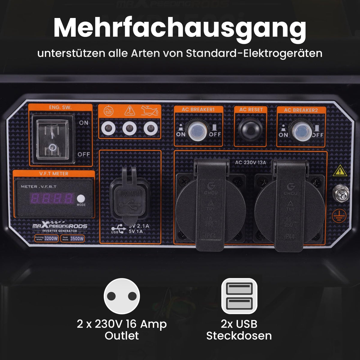 3500W Inverter Generator Benzin 230V 4 Takt 223cc tragbar Notstromaggregat für Garage Werkstatt Baustelle