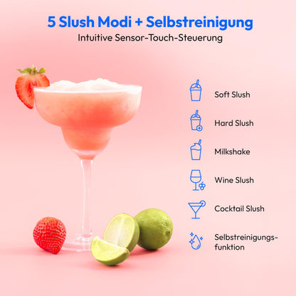 Slush Maschine mit Kompressor 2,6L Slush Eis 1,9L Fassung 5 Modi 30 bis 60 Min Slush Ice Maker MD12090