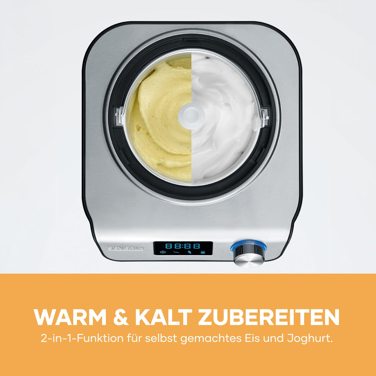 Kompakte Eismaschine und Joghurtbereiter mit Kompressor 2 in 1 platzsparend im Slim Design EZ 7407