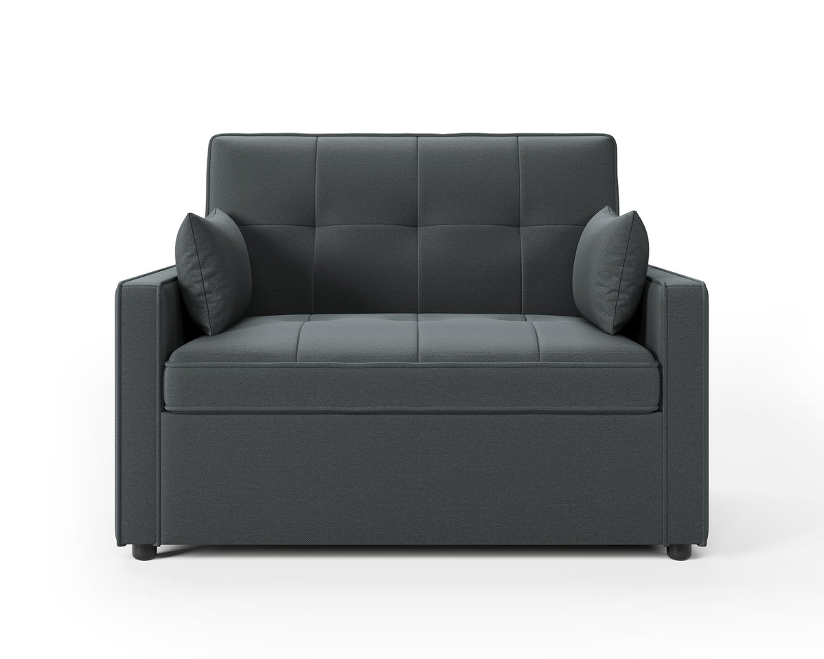 3 in 1 Schlafsofa 186 x 122 cm, Grau, verstellbare Rückenlehne, 12 cm Komfortpolster, Massivholz Metallrahmen