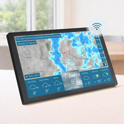 4 WetterDisplay WLAN Wetterstation mit WetterRadar HD Farbdisplay 14 Tage Vorhersage Unwetterwarnungen