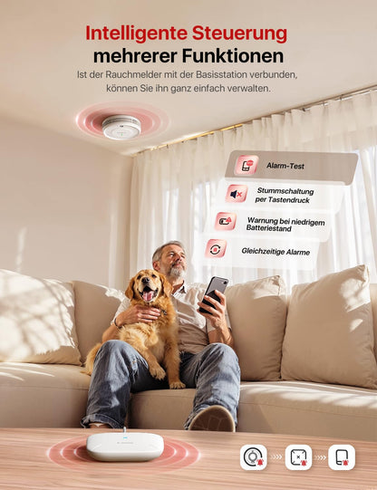 Rauchmelder SBS50 XS0D MR121 12er Set Magnethalterung App steuerbar Home Assistant austauschbare Batterie
