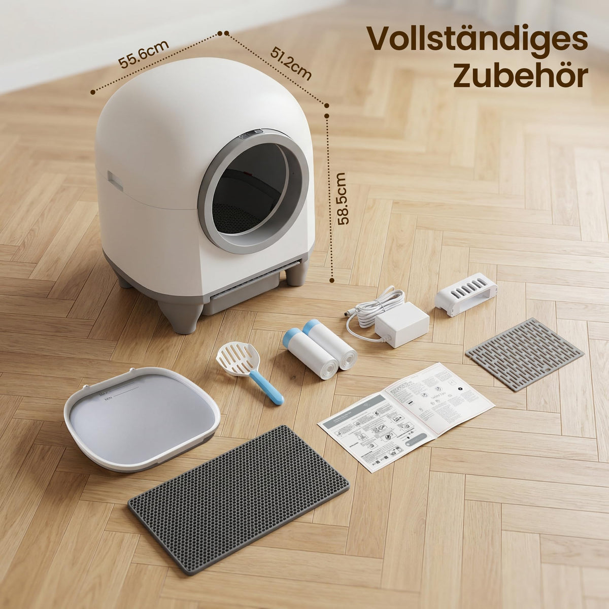 Automatisches Katzenklo 90L für Mehrkatzenfamilien selbstreinigend App Steuerung Mehrfachsicherheit Deo System