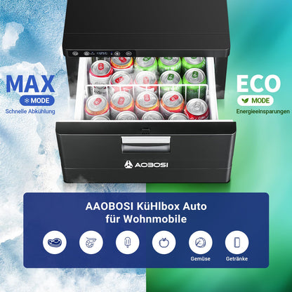 31L Schublade Kompressor Kühlbox 12V/24V App Steuerung -20°C bis 20°C Max Eco Modus für Auto LKW Boot Camping