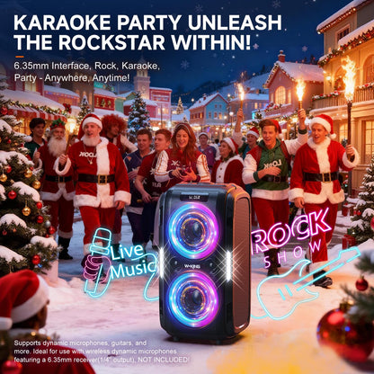 270W Peak Bluetooth Partybox Lautsprecher 125dB 12 Bässe 2x16,5cm Woofer Super Bass Mic Gitarre USB AUX Akku