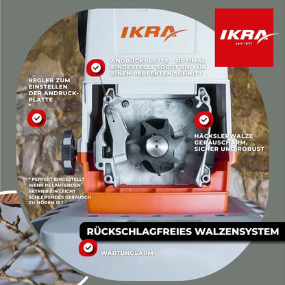 Walzenhäcksler ILH 3000A Aststärke bis 44mm 3000W leise robust wartungsarm automatischer Einzug Rückwärtslauf