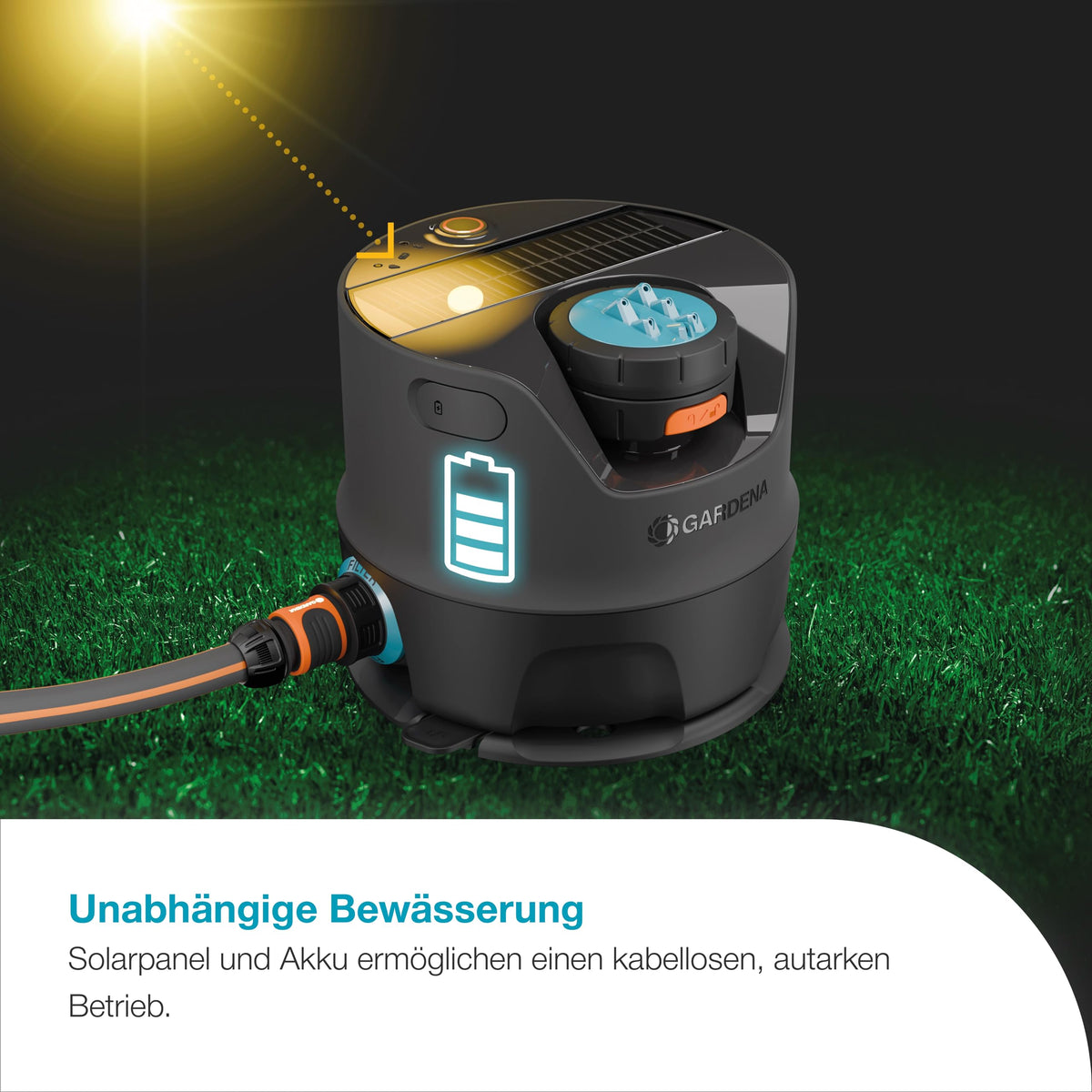 AquaPrecise Bewässerungssystem für Rasenflächen bis 320 m² solarbetrieben Wasserverteilung Bluetooth 16000 20
