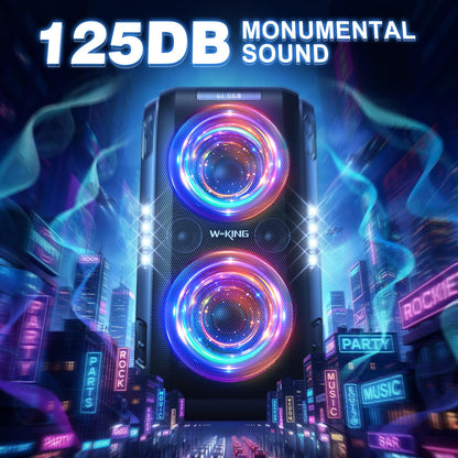 270W Peak Bluetooth Partybox Lautsprecher 125dB 12 Bässe 2x16,5cm Woofer Super Bass Mic Gitarre USB AUX Akku