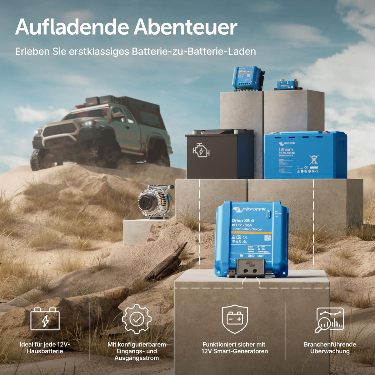 Orion XS Smart DC to DC Ladegerät 12V/12V 50A 700W mit erweitertem Batterieschutz für 12V Batterien