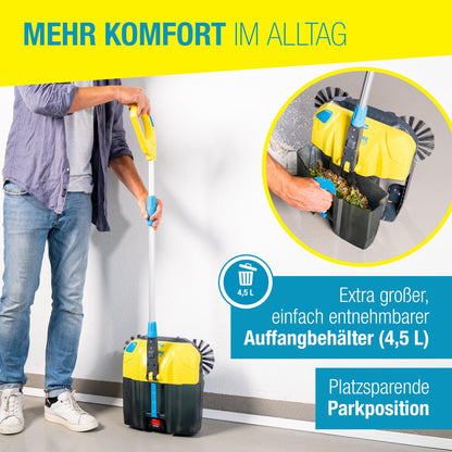 EasySweep 18V Set Akku Kehrmaschine 40cm 4,5L Behälter für Gehweg Terrasse Einfahrt Garage Indoor Outdoor