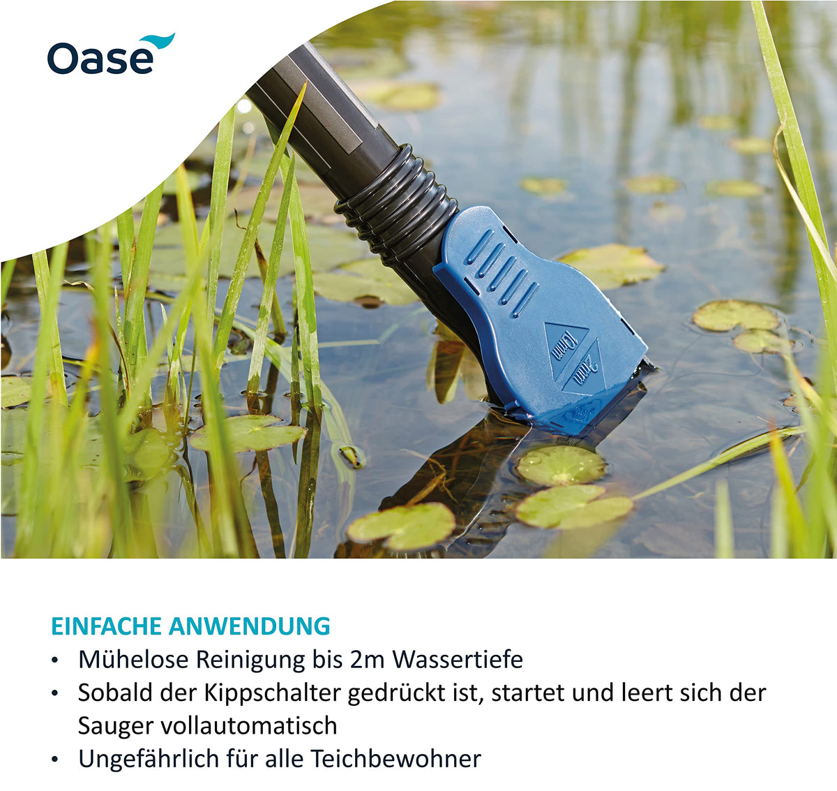PondoVac Classic 50529 1400W 3000l/h Teichschlammsauger Wasseraufbereitung 4 Saugdüsen für Teich und Haushalt