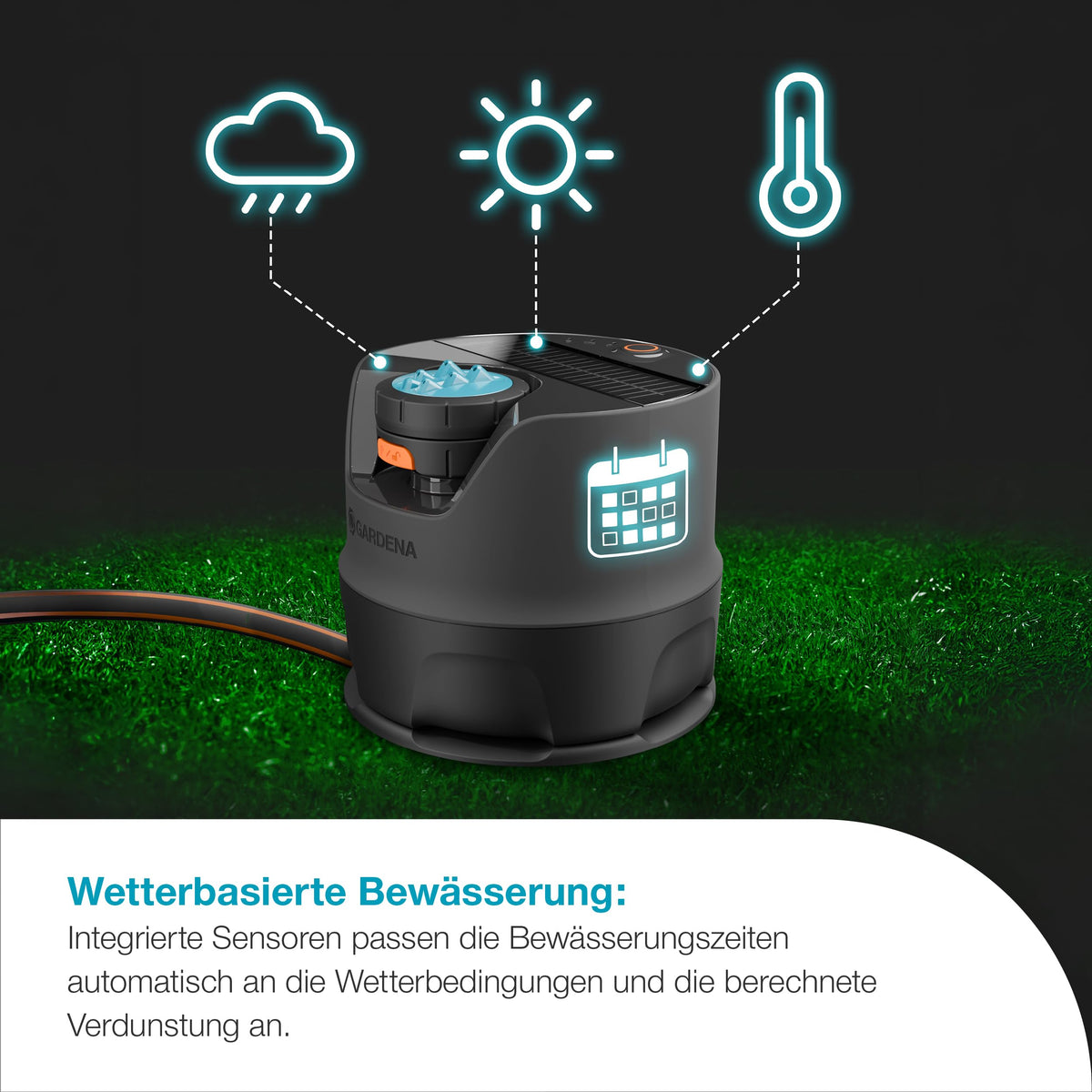 AquaPrecise Bewässerungssystem für Rasenflächen bis 320 m² solarbetrieben Wasserverteilung Bluetooth 16000 20