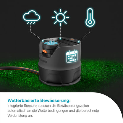 AquaPrecise Bewässerungssystem für Rasenflächen bis 320 m² solarbetrieben Wasserverteilung Bluetooth 16000 20