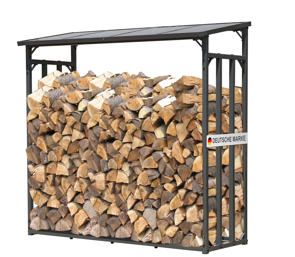 Metall Kaminholzregal außen 185x70x185 cm Pro 40 mm Stahlprofil Anthrazit wetterfest XXL 2,3 m³ Stapelhilfe