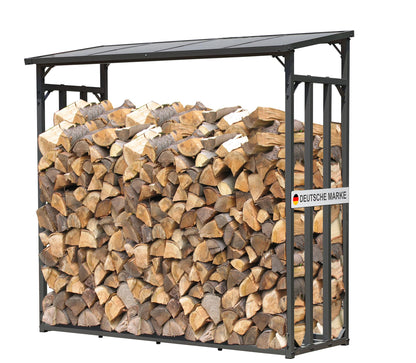 Metall Kaminholzregal außen 185x70x185 cm Pro 40 mm Stahlprofil Anthrazit wetterfest XXL 2,3 m³ Stapelhilfe