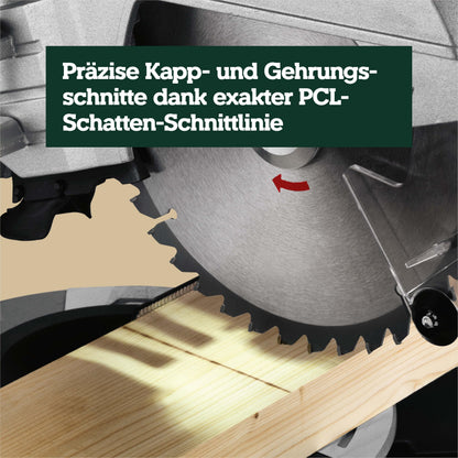 Kappgehrungssäge KGS 254 M, Zugfunktion, 254 mm, LED Schnittlinie PCL, Sanftanlauf, inkl. Precision Cut Wood