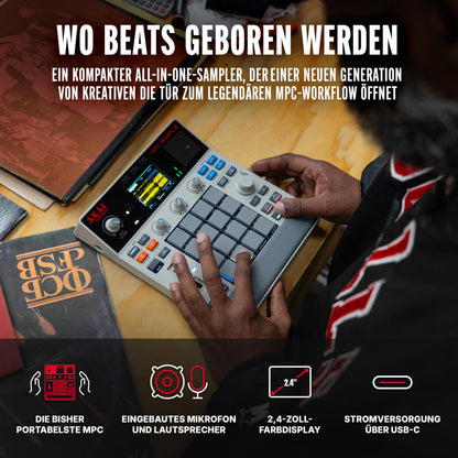 MPC Sample tragbarer Sampler Standalone Akku USB C Lautsprecher Mikrofon Sampling Sequencing Musikproduktion