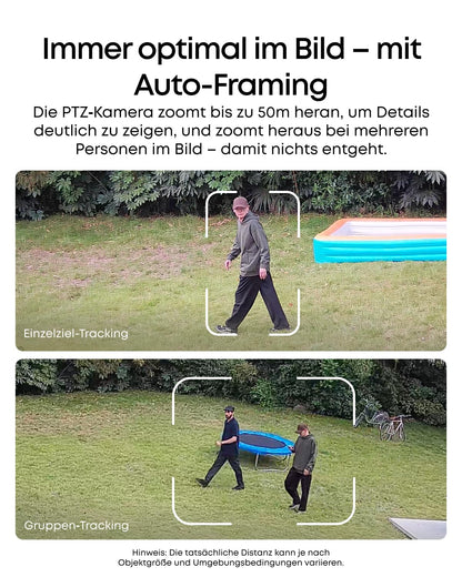 S4 Außenkamera 4K UHD Farbnachtsicht 8x Hybridzoom Solar 360° Multikamera Auto Tracking für HomeBase S380