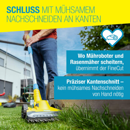 FineCut 18V Set, Rasentrimmer mit Akku, Rasenkantenschneider und Grasschere 25 cm, ideale Mähroboterergänzung