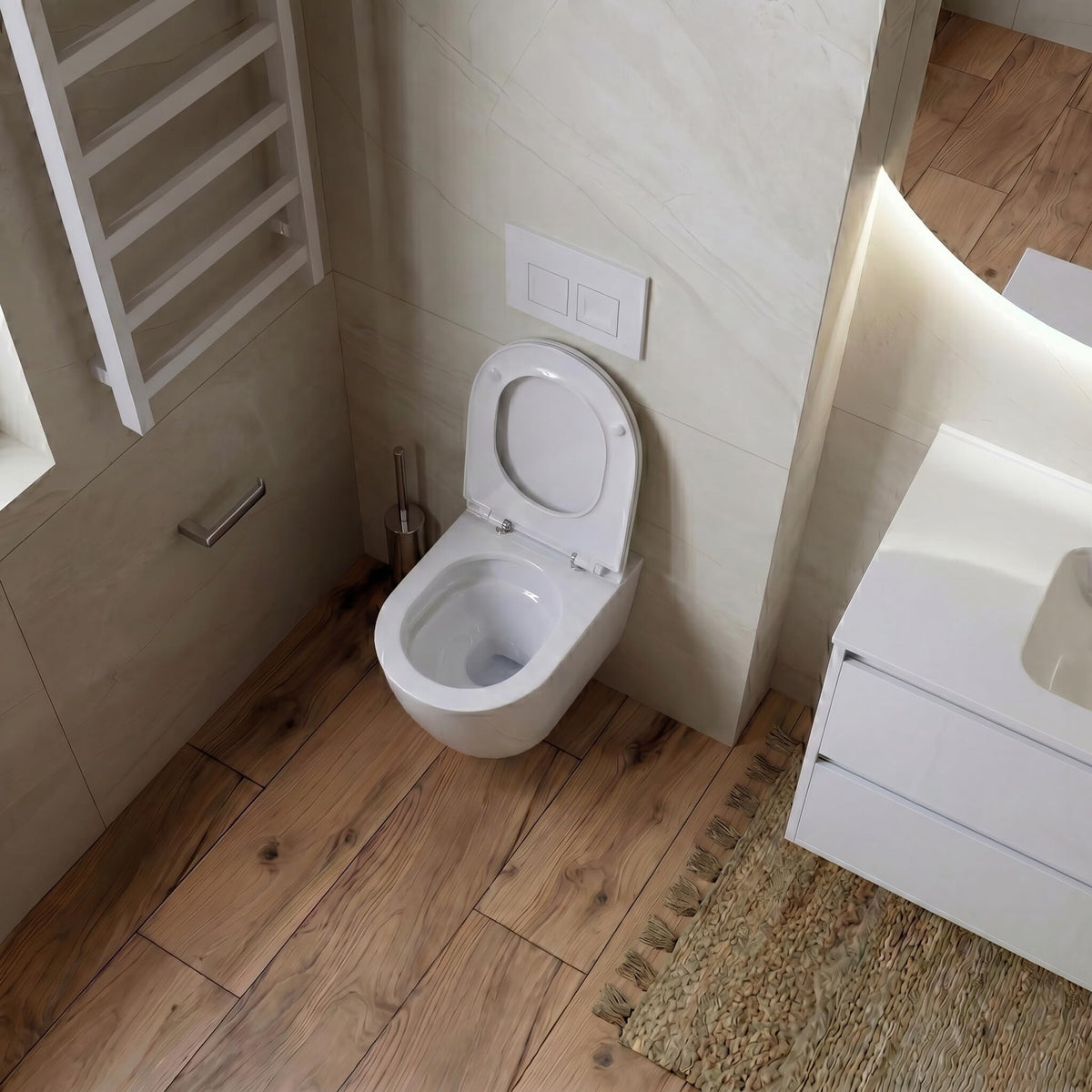 Duofix Basic Vorwand WC Dalia Weiß Spülrandlos Tornado Spülsystem Sitz Absenkautomatik Bedienplatte Delta 25