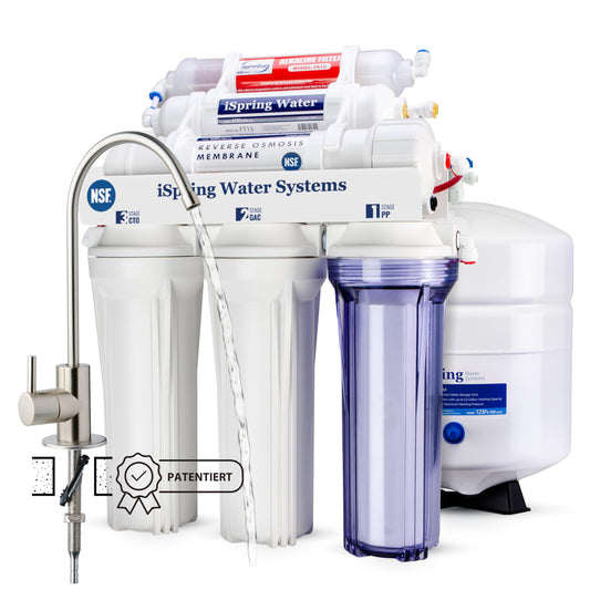 RCC7AK 6 stufiges Umkehrosmose Filtersystem, NSF zertifiziert, 75GPD, Alkalien & Mineralien, Untertisch