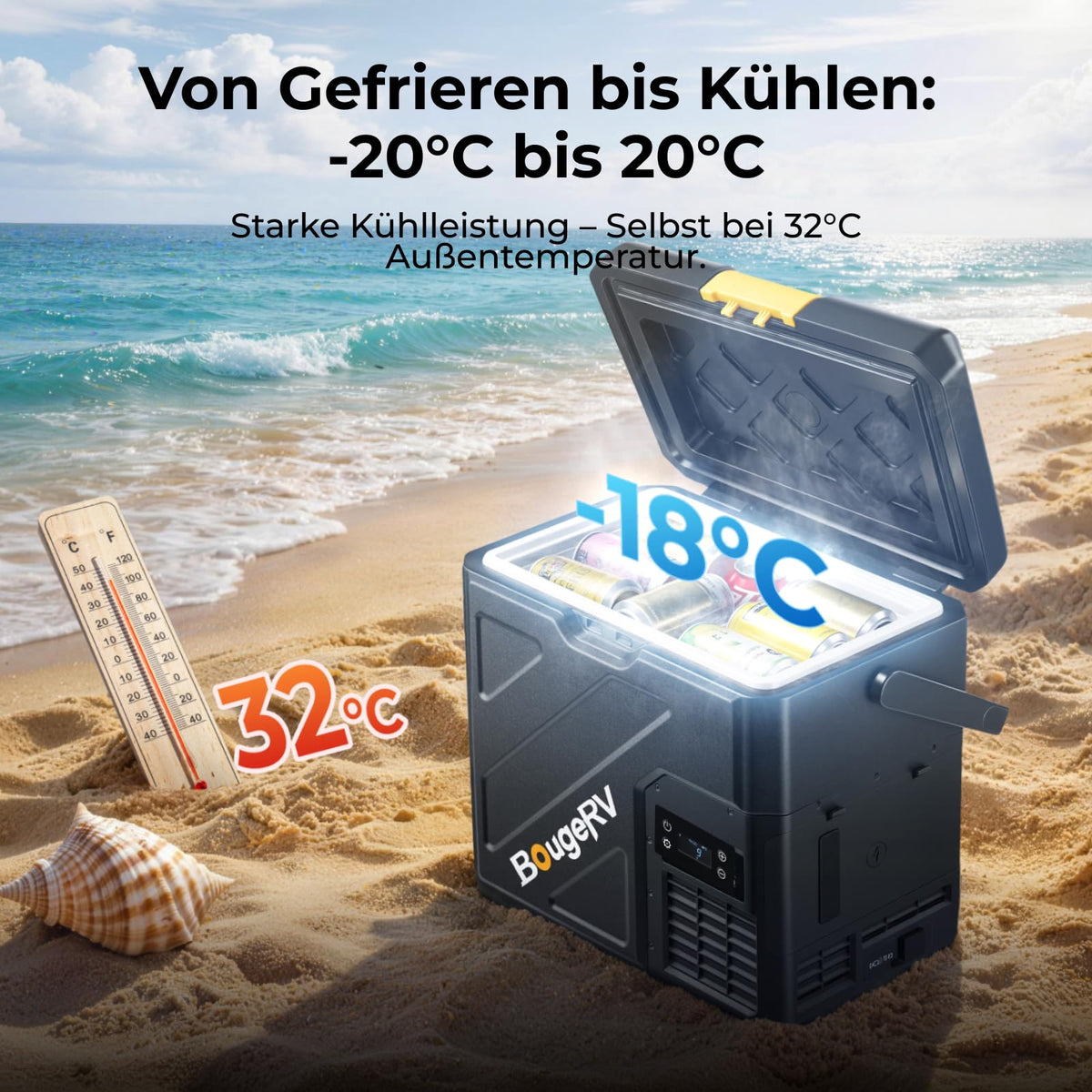 Kompressorkühlbox CRH20 20L, Akku 240Wh, -20°C bis 20°C, App-Steuerung IPX4, 12V/24V/230V, Camping Reisen 2026