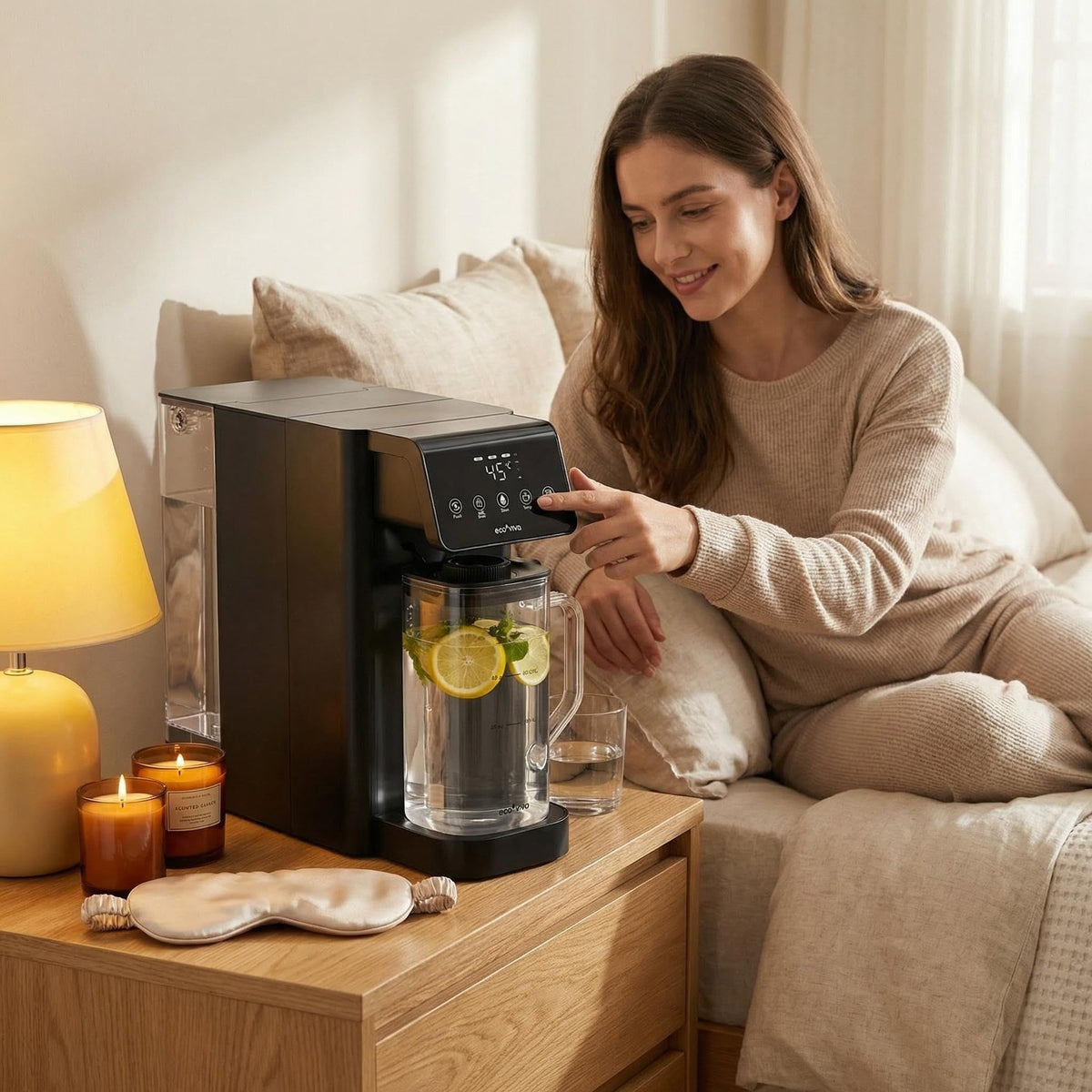 UV RO Tischwasserfilter 8 Stufen mit Heißwasserspender TDS Monitor ohne Installation für Büro Camping zu Hause
