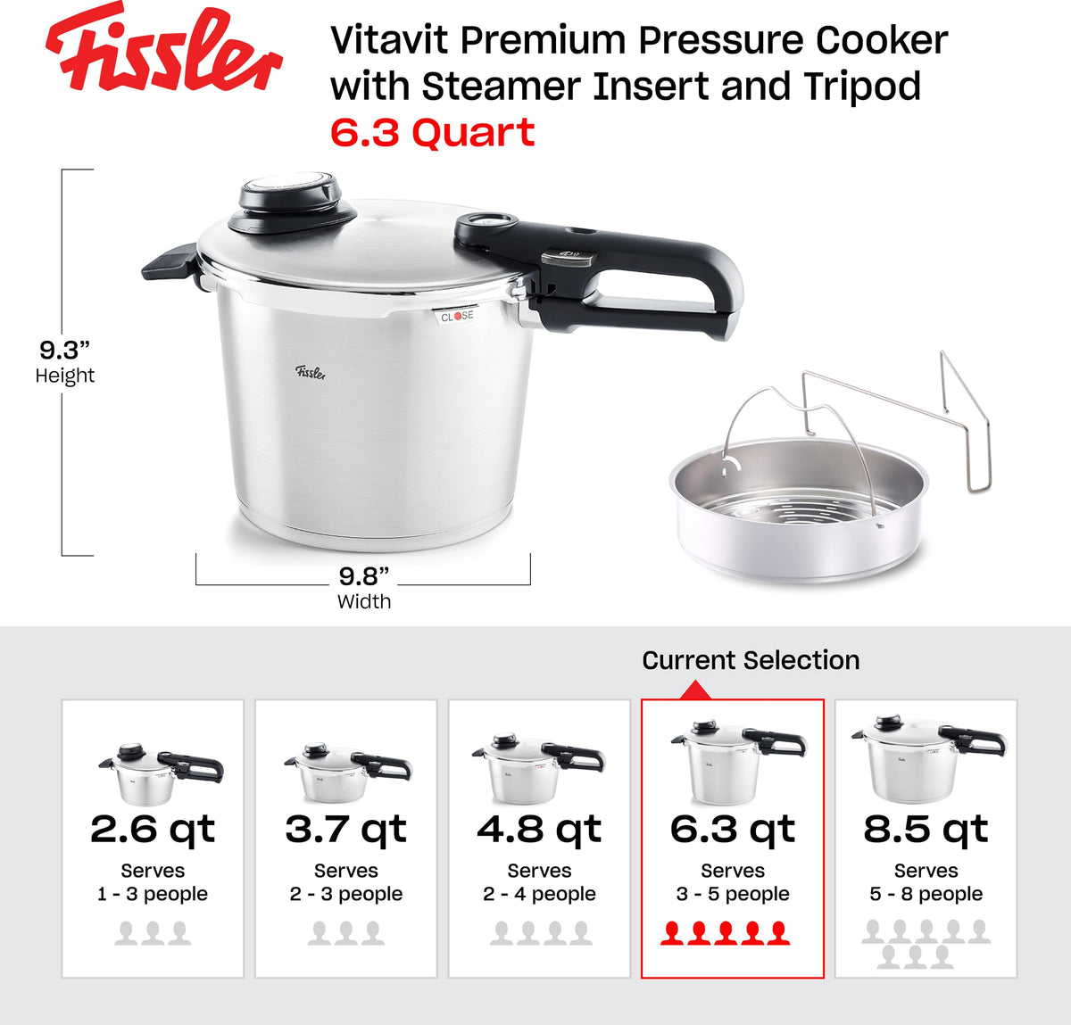 Vitavit Premium Schnellkochtopf 6L 22cm Edelstahl 4 Garstufen Inkl Einsatz Made in Germany Induktion
