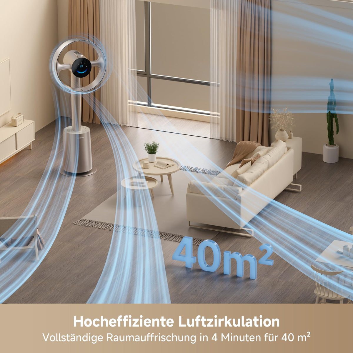 MF10 Rotorloser Ventilator 270° Luftzirkulation 16x AirBoost temperaturadaptiver Luftstrom App Sprachsteuerung