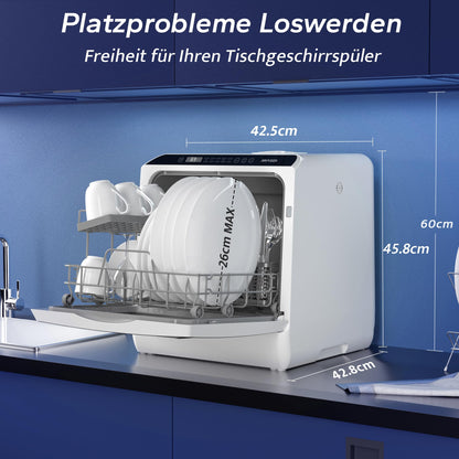 Mini Tischgeschirrspüler, 5+1 Programme, 5L Wassertank, Touch Control LED Display, Energieklasse D