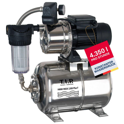 Hauswasserwerk HWW INOX 1300 Plus F 1200W Jet Pumpe 4350 l/h 50m Förderhöhe Druckkessel Vorfilter wartungsfrei
