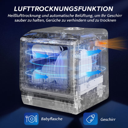 Mini Tischgeschirrspüler, 5+1 Programme, 5L Wassertank, Touch Control LED Display, Energieklasse D