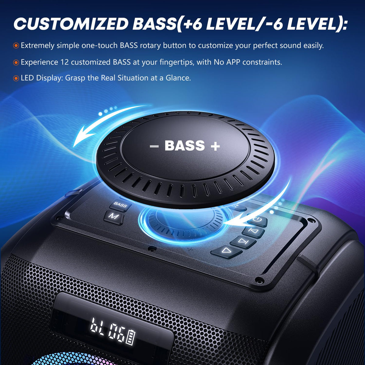 270W Peak Bluetooth Partybox Lautsprecher 125dB 12 Bässe 2x16,5cm Woofer Super Bass Mic Gitarre USB AUX Akku
