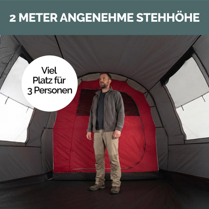 Atlanta 3 5 oder 7 Personen Tunnelzelt mit Stehhöhe Vordach Boden Fliegengitter wasserdicht Camping Festival